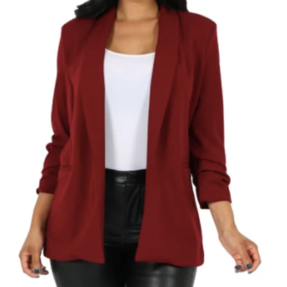 Boom Boom Jeans Burgundy Oversized Blazer Medium